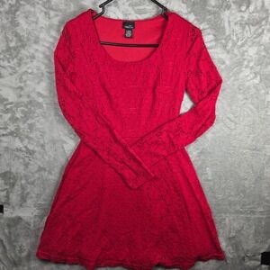 Rue 21 Women's Lace Long Sleeve Short Dress Red‎ Size XS